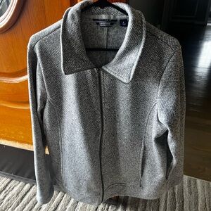 Lands' End Women's Textured Gray Teddy Jacket
